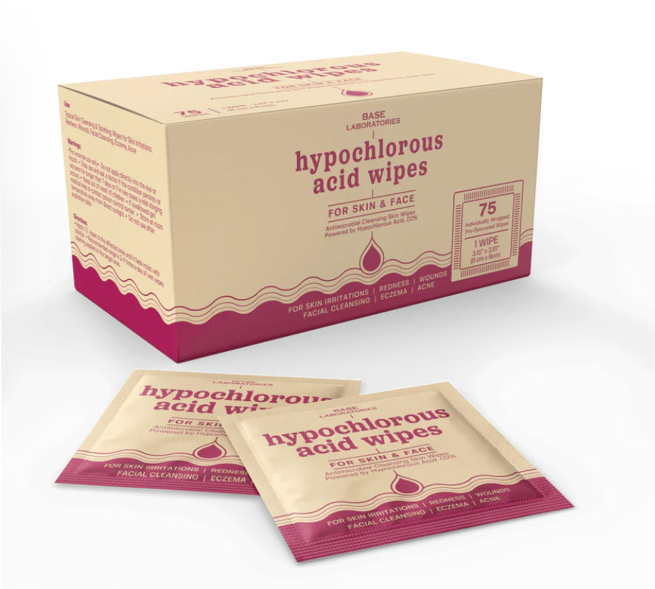 HYPOCHLOROUS ACID WIPES FOR SKIN & FACE - 75 CT